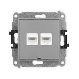 ICON Mechanizm gniazda komputerowego podwójnego 2xRJ45, kat. 5e, 8-stykowy, bez pola opisowego szary