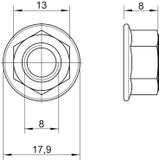 DIN 6923 M8 VA, Nakrętka z kołnierzem