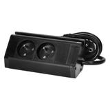 Gniazdo meblowe z uchwytem na telefon i przewodem 1,5m 2x2P+Z czarne FS-12/B ORNO