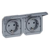 NOWE PLEXO - GNIAZDO SCHUKO 2X2P+Z POZIOME MECHANIZM 16A-250V SZARE 069576L LEGRAND