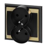 Gniazdo podwójne podtynkowe 2x2P+Z Luna, 16A, 250V, PT-6LR, czarny/złoty OR-OE-7606/BC ORNO