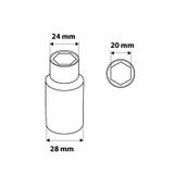 Nasadka sześciokątna 3/8" długa, 20 mm