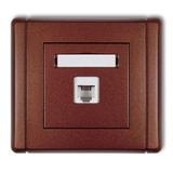 FLEXI Gniazdo telefoniczne pojedyncze 1xRJ11, 4-stykowe, beznarzędziowe brązowy metalik