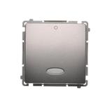 Simon Basic Łącznik dwubiegunowy z podświetleniem LED 10A 250V szybkozłączka stal inox BMW2L.01/21 KONTAKT