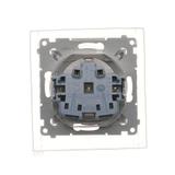 Simon 54 Gniazdo Schuko IP44 z przesłonami z uszczelką ramki 16A z. śrub. klapka transp. srebrny mat