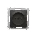 Simon 54 Gniazdo bez uziemienia z przesłonami 16A z. śrub. czarny