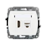 TREND Gniazdo pojedyncze HDMI 2.0, 4K + gniazda komp. poj. 1xRJ45, kat. 5e, 8-stykowy biały GHK GHK-45e KARLIK