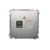 Simon Basic Gniazdo światłowodowe / optyczne pojedyncze SC/APC srebrny mat