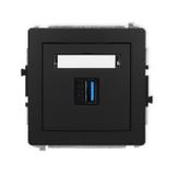 DECO Mechanizm gniazda pojedynczego USB A-A 3.0 czarny mat