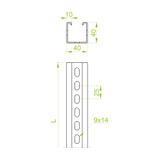 Ceownik montażowy 40x40mm Grubość 1,50 mm 3mb CMMP40H40/3 614430 BAKS
