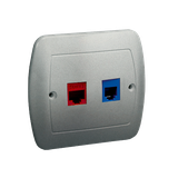 Simon Akord Gniazdo telefoniczne RJ12 + komputerowe RJ45 kategoria 5 dla RJ45. Montaż do puszki na wkręty aluminiowy A5T/26 KONTAKT
