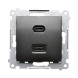 Simon 54 Ładowarka USB C+A 30 W 230V antracyt DEC2CAQ.01/48 KONTAKT