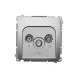 Simon Basic Gniazdo antenowe R-TV-SAT przelotowe 1x wejście: 5 MHz–24 GHz satynowy