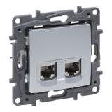 NILOE SELECTION - GNIAZDO 2 X RJ 45 KAT. 6 STP ALUMINIUM, Legrand