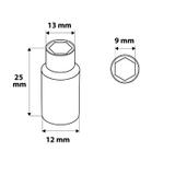Nasadka sześciokątna 1/4", 9 mm, superlock