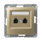 IMPRESJA Gniazdo telefoniczne podwójne równoległe - kolor złoty metalik