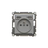 Simon 55 WMDW-001112-116 Gniazdo wtyczkowe z zintegrowaną ładowarką 2xUSB A (moduł), 2.1 A, 5 V DC, TGZ1ZUSB2AA.01/116 KONTAKT