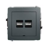 DECO Mechanizm ładowarki USB podwójnej 2xUSB A, 15,5W max., 5V, 3.1A, bez pola opisowego grafitowy m