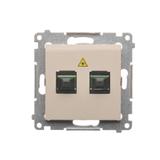 Simon 54 Gniazdo światłowodowe / optyczne podwójne SC/APC kremowy