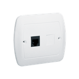 Simon Akord Gniazdo telefoniczne RJ12 pojedyncze z zaślepką. Montaż do puszki na wkręty biały