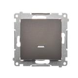 Simon 54 Przycisk pojedynczy zwierny z podświetleniem LED bez piktogramu 10A 250V szybkozłączka brąz mat DP1L.01/46 KONTAKT