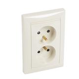 VALENA GNIAZDO PODWÓJNE 2X2P+Z Z PRZESŁONAMI KREM 16A-250V~, Legrand