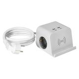 Listwa zasilająca nabiurkowa ładowarką USB śrubowym zaciskiem mocującym i przewodem 1,5m ( OR-AE-132