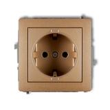 DECO Mechanizm gniazda pojedynczego z uziemieniem SCHUKO 2P+Z (przesłony torów prądowych) złoty meta