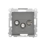 Simon 55 Gniazdo antenowe satelitarne podwójne SAT-SAT-RTV 2x Wejście: 5 MHz÷2,4 GHz Grafitowy mat