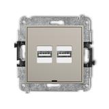 MINI Mechanizm ładowarki USB podwójnej 2xUSB A, 15,5W max., 5V, 3.1A, bez pola opisowego taupe