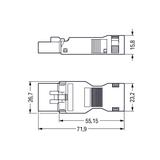 WINSTA MINI wtyk 5-torowy czarny z obudową odciążającą naciąg
