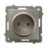 AS Gniazdo pojedyncze z przesłonami torów prądowych - kolor satyna light