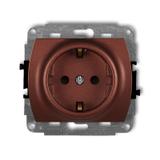 TREND Mechanizm gniazda pojedynczego z uziemieniem SCHUKO 2P+Z (przesłony torów prądowych) brązowy m