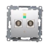 Simon 54 Gniazdo ekwipotencjalne podwójne srebrny mat