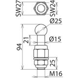 Punkt mocowania kulowy fi 25 mm prosty