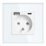 Gniazdo pojedyncze 2P+Z, USB-A + USB-C, PD, max. 20W, biały