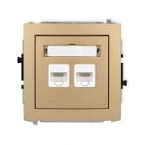 DECO Mechanizm gniazda komputerowego podwójnego 2xRJ45, kat. 5e, 8-stykowy złoty metalik