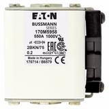 FUSE 550A 1000V 2BKN/75 AR UR Wkładka szybka 550A AC 1000V rozmiar 2 59x77x75 mm aR IEC UL 170M5958