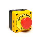 Kaseta czarno-żółta, stop bezp. ryglowany (1NC) "Emergency Stop"