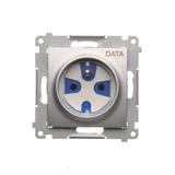 Simon 54 Gniazdo DATA z kluczem uprawniającym 16A z. śrub. srebrny mat
