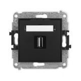 ICON Gniazdo pojedyncze USB A-A 2.0 czarny mat 12IGUSB-1 KARLIK