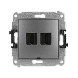 MINI Mechanizm gniazda podwójnego HDMI 2.0, bez pola opisowego grafitowy