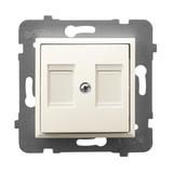 ARIA Obudowa gniazda podwójnego z przesłoną typu Keystone prosta - kolor ecru