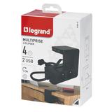 Przedłużacz Z Klipsem 4-Gniazdowy Z/U 2Xusba Z Przewodem 1,5Mb 3x1.5Mm2 Czarny Helmo 050412 LEGRAND