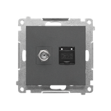 Simon 55 Gniazdo antenowe typu /F/+RJ45 kat.6 Grafitowy mat