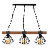 MILAGRO Lampa wisząca ULF BLACK/WOOD 3xE27