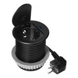 Gniazdo meblowe O6cm wpuszczane w blat z pokrywką, ładowarką USB i przewodem 1,9m, 1x2P+Z (Schuko),