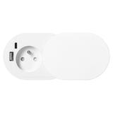 Gniazdo meblowe O6 cm wpuszczane w blat z przesuwną pokrywką ładowarką USB i przewodem 1,9m 1x2P+Z OR-GM-9042/W ORNO