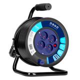 Przedłużacz bębnowy, 4 gniazda 2P+Z, kabel PVC H05VV-F 3x1.5mm2, 30m, termik, przesłony torów prądow