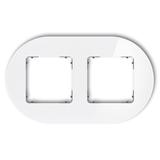 ICON Ramka uniwersalna podwójna okrągła - efekt szkła (ramka: biała; spód: grafitowy mat) biały